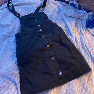Black button up overall dress
